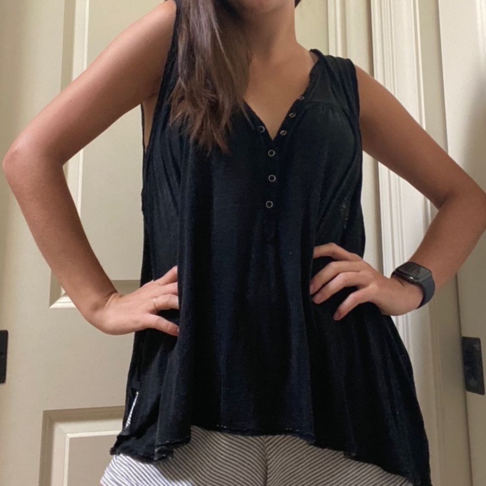 FREE PEOPLE Button Up Loose Tank Top